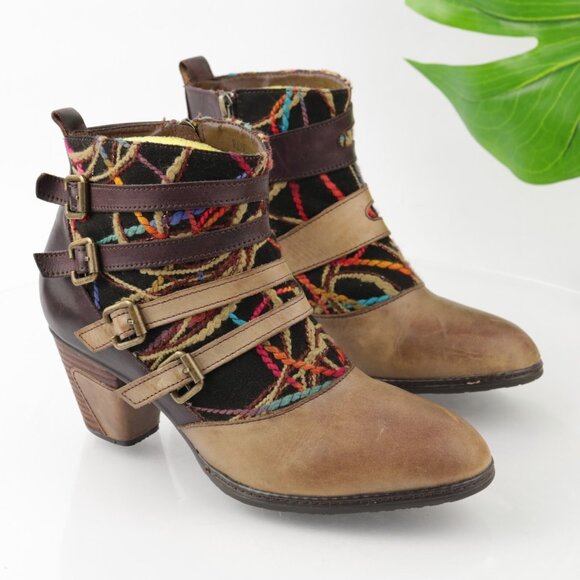 L'Artiste Spring Step Womens Redding Boots Size 40 9 Brown Block Heel Booties - Picture 12 of 12